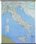 Italia stradale, con limiti di regione 100x138 cm (plastificata con aste in legno)