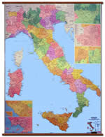 Italia Amministrativa e Postale 100x138 cm (plastificata con aste in legno)