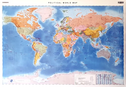 Planisfero - carta murale del mondo - con fusi orari - 100 x 70 cm - stampata su un unico foglio in carta - Edizione Dicembre 2022
