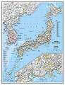Giappone e Corea - carta murale plastificata, laminata, scrivibile e lavabile - con cartografia politica, aggiornata e molto dettagliata - 58 x 76 cm