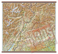 Trentino Alto Adige - carta murale plastificata con eleganti aste in legno - cartografia dettagliata ed aggiornata - 96 x 68 cm