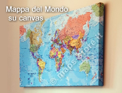 Carta Murale del Mondo su Canvas - planisfero con design moderno e cartografia di alta qualità - 100 x 80 cm