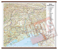 Friuli Venezia Giulia - carta murale con cartografia dettagliata ed aggiornata - plastificata, con eleganti aste in legno - 72 x 63 cm - edizione 2021