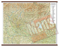 Lombardia - carta murale con cartografia dettagliata ed aggiornata - plastificata, con eleganti aste in legno - 108 x 86 cm - edizione 2021