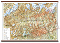 Valle d'Aosta - carta murale con cartografia dettagliata ed aggiornata - plastificata, con eleganti aste in legno - 99 x 67 cm - edizione 2021