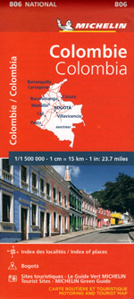 mappa stradale Colombia - con Bogotà, Medellin, Cùcuta, Pasto, Cali, Bucaramanga, Cartagena, Barranquilla, Villavicencio - mappa stradale Michelin n.806 - EDIZIONE Dicembre 2023