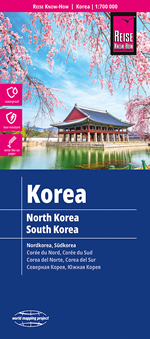 mappa Corea e / North and South Korea con PyongYang, Seoul, Jeju Island impermeabile antistrappo 2023