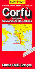 mappa stradale Corfù, Itaca, Paxos, Cefalonia, Zante, Lefkada - mappa escursionistica con strade, sentieri, spiagge e luoghi panoramici