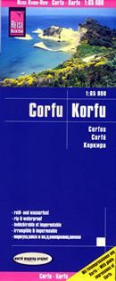 mappa Corfù con le località di Agios Georgios, Achilleio, Ereikoussa, Esperion, Faiakes, Fanò (Othonoi), Kassopaia, Korissia, Lefkimmi, Mathraki, Meliteieis, Palaiokastritsa, Parelioi, Thinali impermeabile e antistrappo 2019