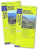 mappa topografica Corsica del Nord + Corsica del Sud - con Bastia, Corte, Calvi, Ajaccio, Sartene, Bonifacio - set di 2 mappe escursionistiche - compatibili con GPS