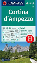 mappa topografica n.55 - Cortina d' Ampezzo, Selva di Cadore, Corvara, Badia, Monte Civetta e Pelmo, Pieve di Cadore, Tre Cime di Lavaredo - mappa plastificata, impermeabile e anti-strappo + mappa panoramica - con reticolo UTM per sistemi GPS - edizione 2021