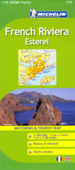 mappa stradale n.115 - Costa Azzurra - Esterel - con Nizza/Nice, Cannes, Mentone, Monte-Carlo, Grasse, Alpi Marittime