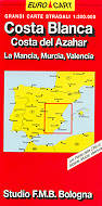 mappa stradale Costa Blanca , Costa del Azahar, La Mancia, Murcia, Valencia