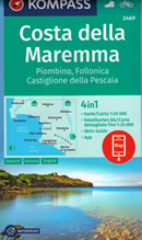 mappa n.2469 Costa Maremma con Piombino, Follonica, Castiglione Pescaia, Gavorrano, Vetulonia, Punta Ala, Marina di Grosseto, Ribolla, Valpiana, Venturina plastificata, compatibile sistemi GPS 2022