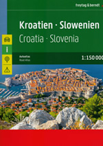 atlante Croazia, Slovenia atlante stradale a spirale con percorsi panoramici, campeggi, parchi e riserve naturali, mappe di città 2021