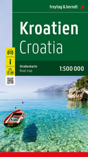 mappa stradale Croazia - con Zagabria (Zagreb), Spalato (Split), Fiume (Rijeka), Osijek, Zara (Zadar), Slavonski Brod, Velika Gorica, Karlovac, Pola (Pula) + isole della Dalmazia in dettaglio - edizione 2023