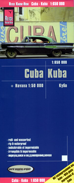 mappa Cuba con L'Avana / Havana, Santiago di Cuba, Camagüey, Holguín, Santa Clara, Guantánamo, Bayamo, Las Tunas, Cienfuegos, Pinar del Río, Matanzas, Ciego de Ávila impermeabile e antistrappo