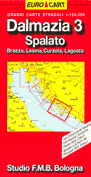 mappa stradale Dalmazia 3, Spalato, Brazza, Lesina, Curzola, Lagosta