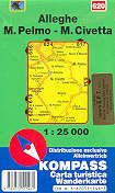 mappa topografica 620 - Dolomiti - Alleghe, Monte Pelmo, Monte Civetta, Agordo, Sasso Bianco, Moiazza