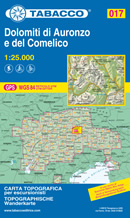 mappa topografica n.017 - Dolomiti di Auronzo e del Comelico - con Tre Cime, Croda Dei Toni, Cadini, Val d'Ansiei, Auronzo di Cadore, Marmarole, Sorapis, Lago di Misurina, Passo del Zovo, Vigo, Brentoni, S. Stefano di Cadore, Danta, Padola, Crode dei Longerin, M. Cavallino - con reticolo UTM compatibile con GPS - edizione 2020