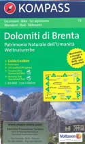 mappa topografica n.73 - Dolomiti di Brenta, Madonna di Campiglio, Pinzolo, Lago di Molveno, Trento, Ossana, Stenico, Cles, Mezzocorona, Aldeno, Drena, Bondo, Tione di Trento, Cogolo - mappa plastificata, compatibile con GPS + mappa panoramica - nuova edizione