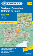 mappa topografica n.010 - Dolomiti di Sesto / Sextener Dolomiten - Tre Cime, Croda dei Toni, Lago di Misurina, Cimabanche, P. di Vallandro, Villabassa, Dobbiaco, S. Candido, Corno di Fana, Sillian, Sesto, Passo M. Croce Comelico, Padola, Kartitsch, Misurina - con reticolo UTM compatibile con sistemi GPS - nuova edizione