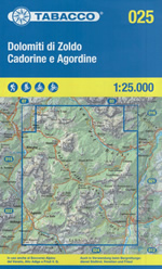 mappa n.025 Dolomiti di Zoldo, Cadorine e Agordine Civetta, Moiazza, Alleghe, Dont, Passo Duran, Tamer, Pramper, Talvena, La Schiara, Valle, Agordo, Forno Zoppe Cadore, Borca, Pelmo, S. Vito Giau, Antelao, Cibiana, Bosconero, Longarone, Venas con reticolo UTM compatibile GPS impermeabile, antistrappo, plastic free, eco friendly 2023