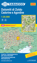 mappa topografica n.025 - Dolomiti di Zoldo, Cadorine e Agordine - Civetta, Moiazza, Alleghe, Zoldo, Dont, Passo Duran, Tamer, Pramper, Talvena, La Schiara, La Valle, Agordo, Forno di Zoldo, Zoppe di Cadore, Borca, Pelmo, S. Vito di Cadore, Passo Giau, Antelao, Cibiana, Bosconero, Longarone, Venas - con reticolo UTM compatibile con GPS - nuova edizione