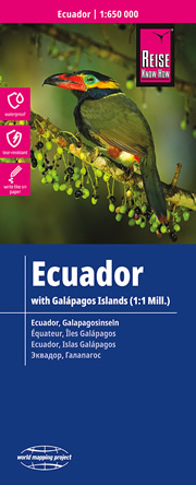 mappa stradale Ecuador, Isole Galapagos - con Guayaquil, Quito, Cuenca, Santo Domingo, Machala, Durán, Portoviejo, Manta, Loja, Ambato, Esmeraldas, Quevedo, Riobamba, Milagro, Ibarra, La Libertad, Babahoyo, Sangolquí, Daule, Latacunga - mappa stradale - impermeabile e antistrappo - con parchi, spiagge, riserve naturali, luoghi panoramici - nuova edizione