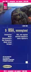 mappa stradale n.5 - New England (USA Nord-Est) - con Connecticut, Maine, Massachusetts, New Hampshire, Rhode Island, Vermont - Mappa Plastificata