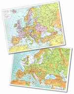 mappa scolastica Europa  - Fisica e Politica - mappa plastificata 29 x 37 cm
