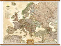 mappa murale Europa Politica in stile Antico con Stati moderni, plastificata e laminata - 120 x 90 cm