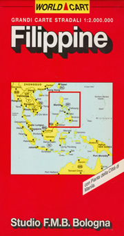 mappa Filippine con Quezon City, Manila, Caloocan, Davao, Cebu, Zamboanga, Antipolo, Pasig, Taguig, Valenzuela, Dasmariñas, Cagayan de Oro, Parañaque, Las Piñas, General Santos, Makati, Bacolod (Negros Occidental), Muntinlupa, Tagum, San Jose del Monte stradale di Manila