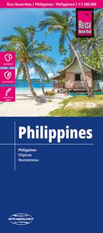 mappa Filippine con spiagge, percorsi panoramici, parchi e riserve naturali Isole Manila, Luzon, Palawan, Mindanao stradale, impermeabile antistrappo 2023