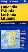 mappa stradale Finlandia, Estonia, Lettonia, Lituania - con Riga, Vilnius, Tallin, Helsinki