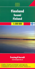 mappa stradale Finlandia - con Helsinki, Espoo, Tampere, Vantaa, Turku, Oulu, Jyväskylä, Lahti, Kuopio, Kouvola, Pori, Joensuu, Lappeenranta, Hämeenlinna, Rovaniemi, Vaasa, Seinäjoki, Salo, Kotka, Mikkeli - edizione 2013