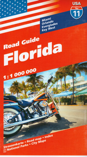 mappa stradale n.11 - Florida - con Miami, Orlando, Everglades, Key West, Daytona Beach, Ft. Pierce, Ft. Myers, Tampa, Gainesville - con cartografia aggiornata, dettagliata e facile da leggere + guida stradale - EDIZIONE 2024