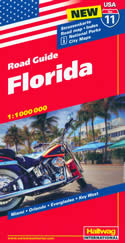 mappa stradale n.11 - Florida - con Miami, Orlando, Everglades, Key West, Daytona Beach, Ft. Pierce, Ft. Myers, Tampa, Gainesville - con cartografia aggiornata, dettagliata e facile da leggere + guida stradale