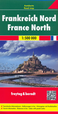 mappa stradale Francia Nord - mappa stradale - con Paris/Parigi, Reims, Metz, Nancy, Dijon, Troyes, Amiens, Calais, Le Havre, Rouen, Caen, Mont-Saint-Michel, Rennes, Le Mans, Tours, Bourges, Poitiers, Nantes, Lorient, Brest - edizione 2022