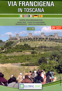 mappa topografica La Via Francigena in Toscana - Passo della Cisa, Pontremoli, Aulla, Sarzana, Massa, Camaiore, Lucca, Altopascio, San Miniato, Gambassi Terme, San Gimignano, Colle di Val d'Elsa, Monteriggioni, Siena, Ponte d'Arbia, San Quirico d'Orcia, Abbadia S. Salvatore, Radicofani, Acquapendente - carta escursionistica dei sentieri - con reticolo UTM compatibile con GPS - EDIZIONE 2022