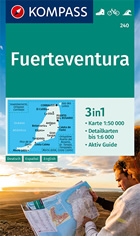 mappa topografica Fuerteventura (Isole Canarie) - mappa escursionistica - con sentieri, spiagge, percorsi panoramici - compatibile con sistemi GPS - Kompass n.240 - EDIZIONE 2024