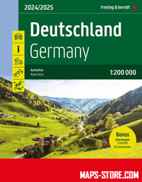 atlante Germania, Austria, Svizzera, Italia del atlante stradale a spirale con percorsi panoramici, campeggi, parchi e riserve naturali 2024/2025