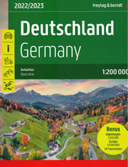 atlante Germania, Austria, Svizzera, Italia del atlante stradale a spirale con percorsi panoramici, campeggi, parchi e riserve naturali 2022/2023