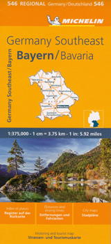 mappa stradale Germania - Bayern / Baviera - con Monaco, Nurnberg, Regensburg, Augsburg - mappa stradale Michelin n.546 - EDIZIONE Dicembre 2023