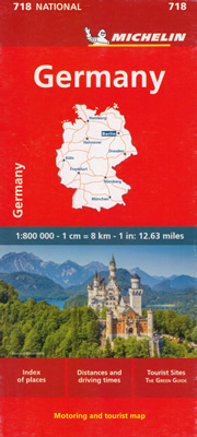 mappa Germania con Berlino, Amburgo, Koln, Francoforte, Monaco, Dresda stradale Michelin n.718