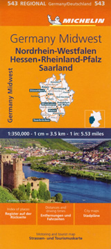 mappa stradale n.543 - Germania Centro-Ovest - con Nordrhein-Westfalen, Hessen, Rheinland-Pfalz, Saarland - EDIZIONE Luglio 2023