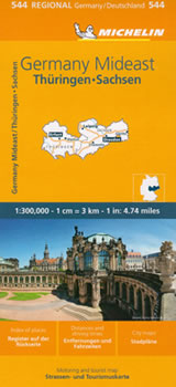 mappa stradale n.544 - Germania Centro-Est - con Thuringen, Sachsen - edizione Settembre 2023