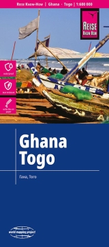 mappa Ghana, Togo stradale, impermeabile e antistrappo con luoghi panoramici, parchi riserve naturali 2024