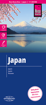 mappa Giappone / Japan con Hokkaido, Honshu, Shikoku, Kyushu, Okinawa, isole Ryukyu impermeabile e antistrappo 2023