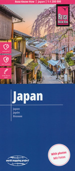 mappa Giappone / Japan con Hokkaido, Honshu, Shikoku, Kyushu, Okinawa, isole Ryukyu impermeabile e antistrappo 2026